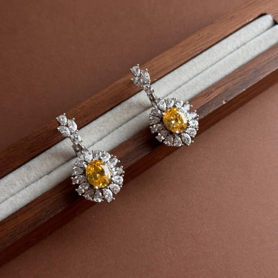 Aretes largos citrino