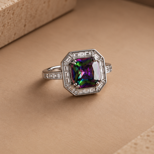 Anillo Aveline Elegancia atemporal que deslumbra, elaborado en Plata 925 con recubrimiento de rodio