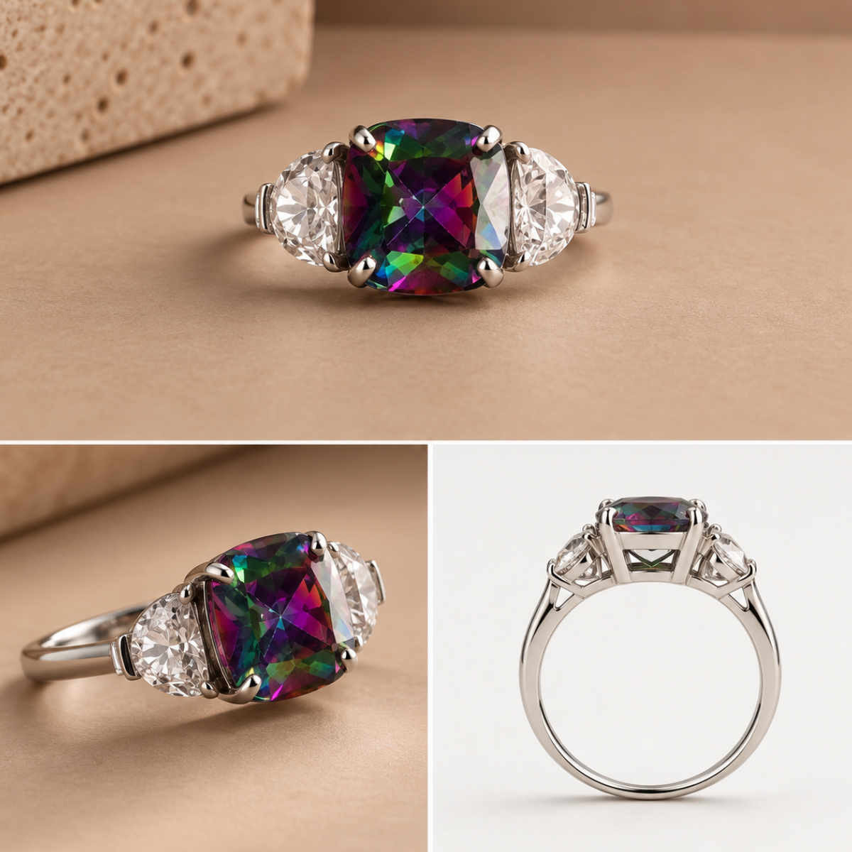 Anillo Elara en plata 925 con recubrimineto de rodio y zircnias suizas
