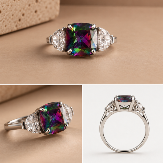 Anillo Elara en plata 925 con recubrimineto de rodio y zircnias suizas