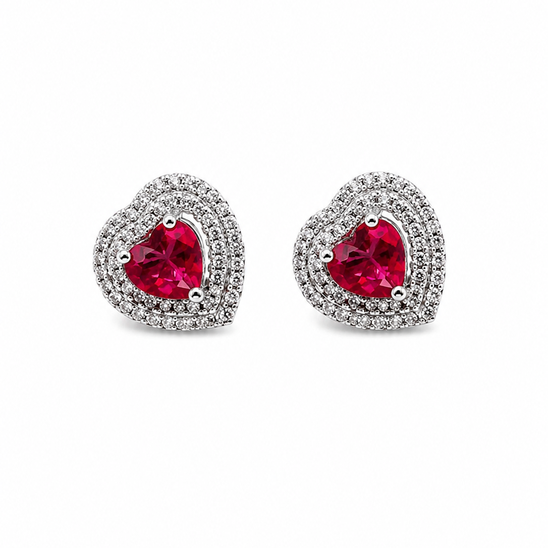Aretes corazón rojo