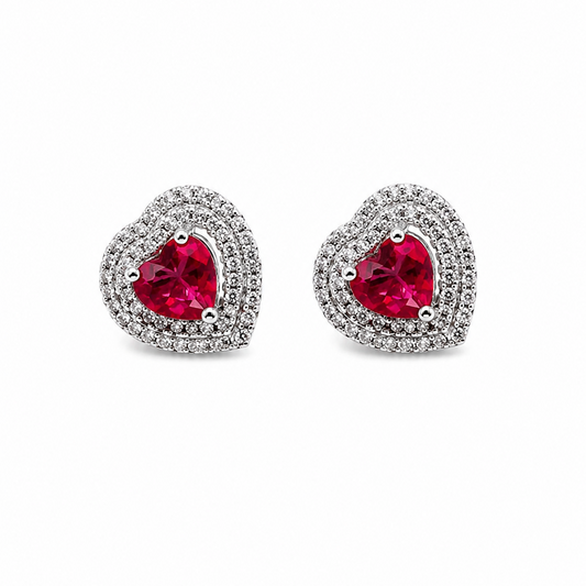 Aretes corazón rojo