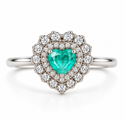 Anillo Evania Elegancia vibrante. Plata Ley 925 con recubrimiento de rodio.