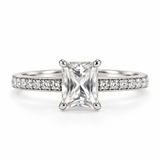 Anillo Siena Elegancia geométrica. Plata 925 con recubrimiento de rodio.