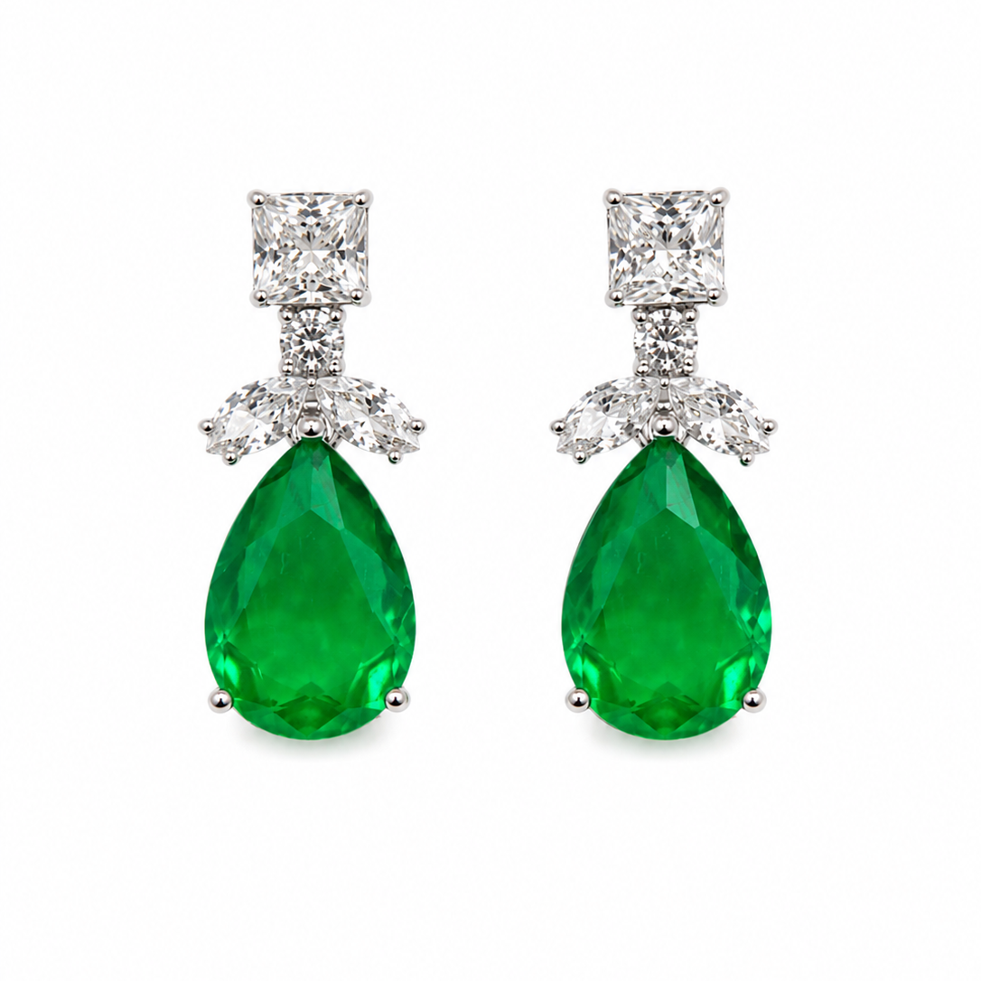 Arete esmeralda gota