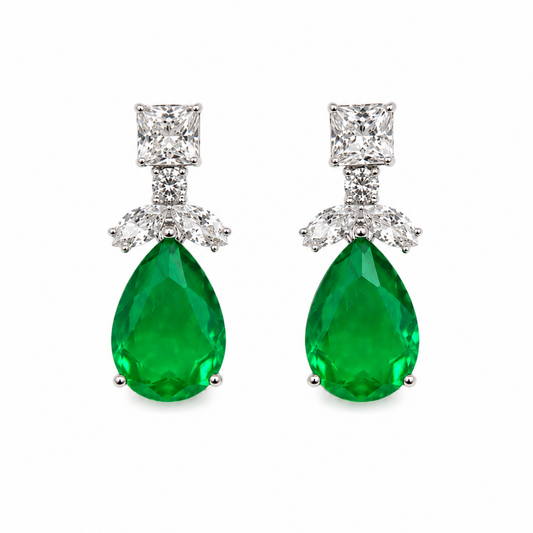 Arete esmeralda gota